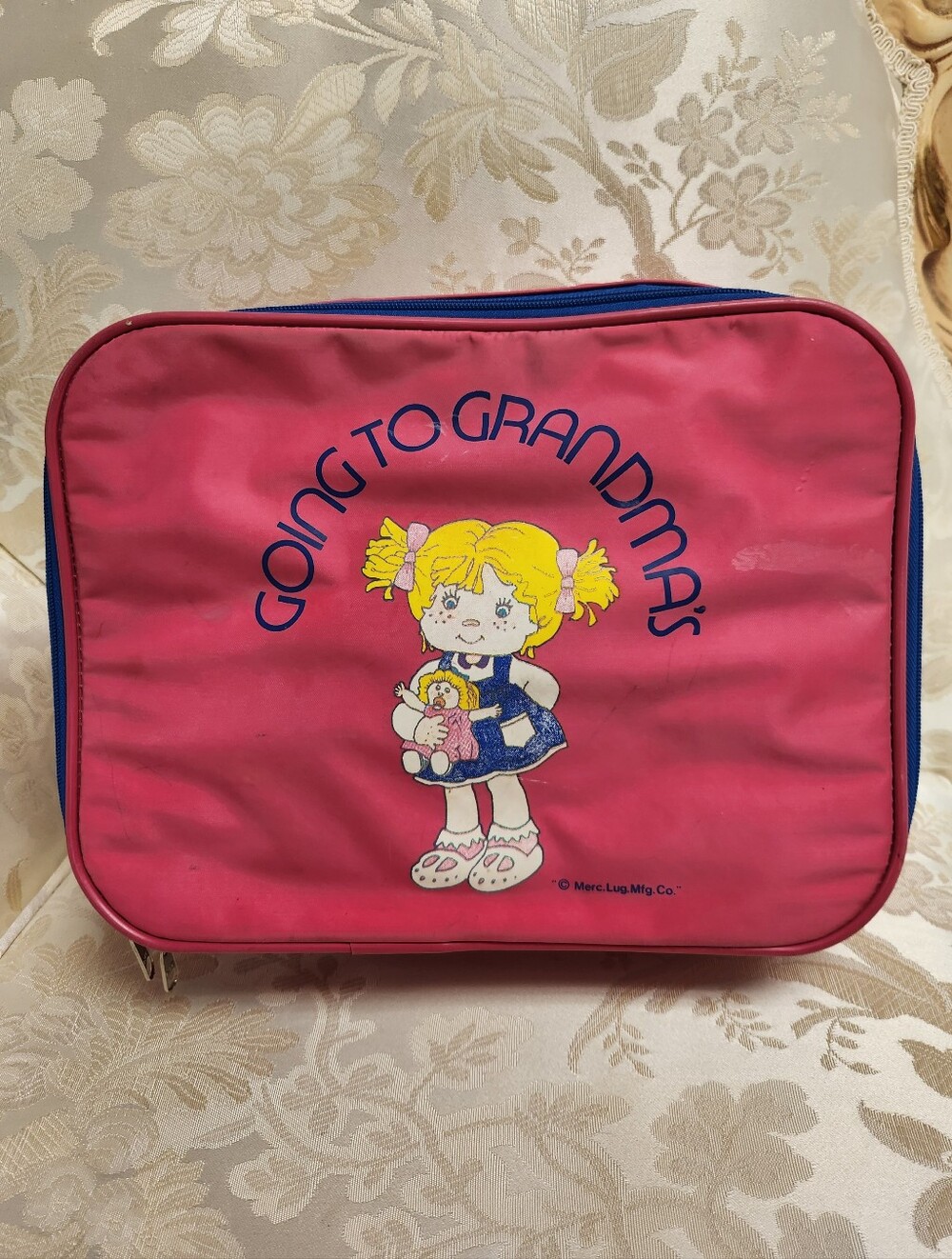Vintage Going To Grandma's Mercury Luggage Little Girls Suitcase Pink